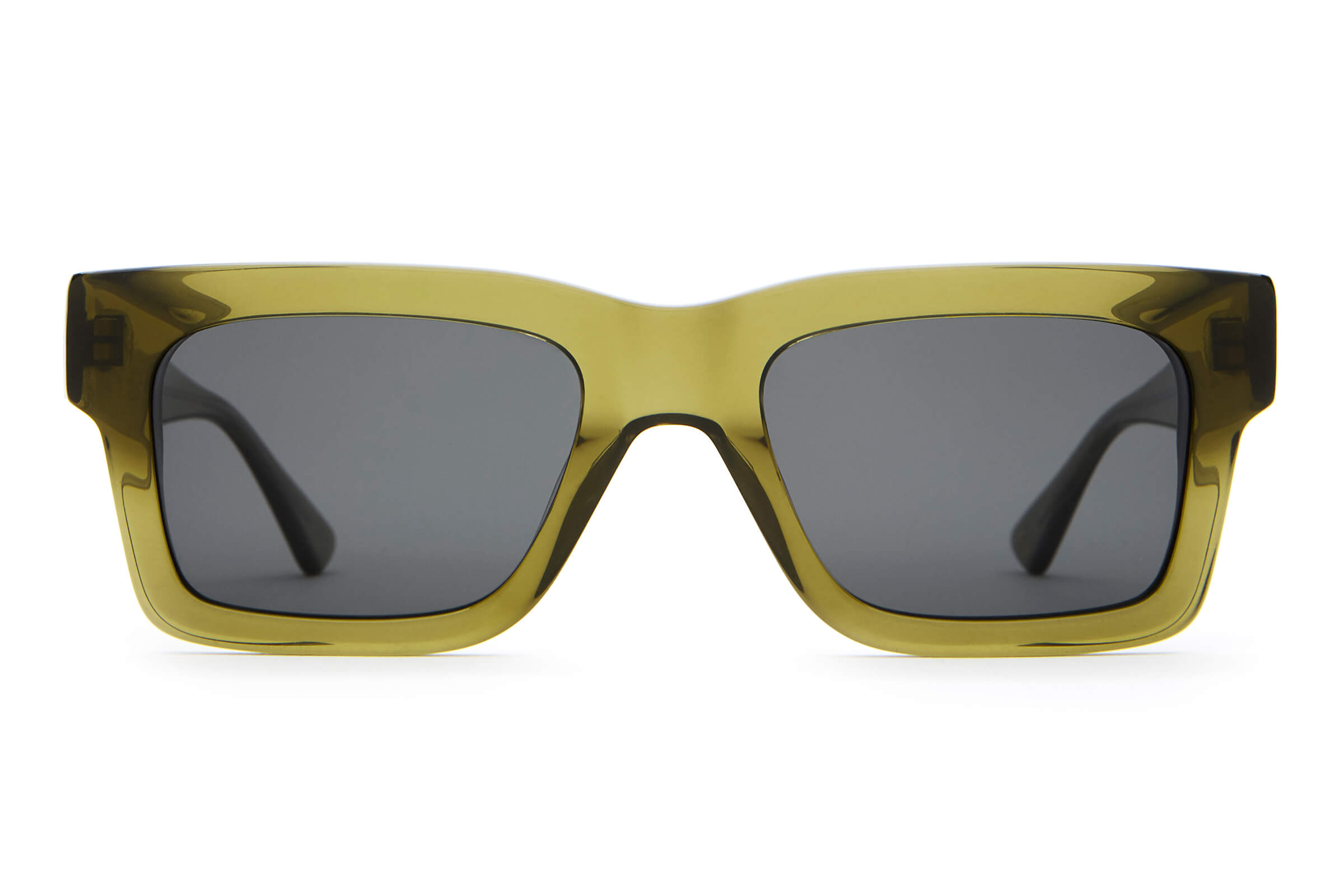 Olive Transparent Frame Sporty Visor Sunglasses