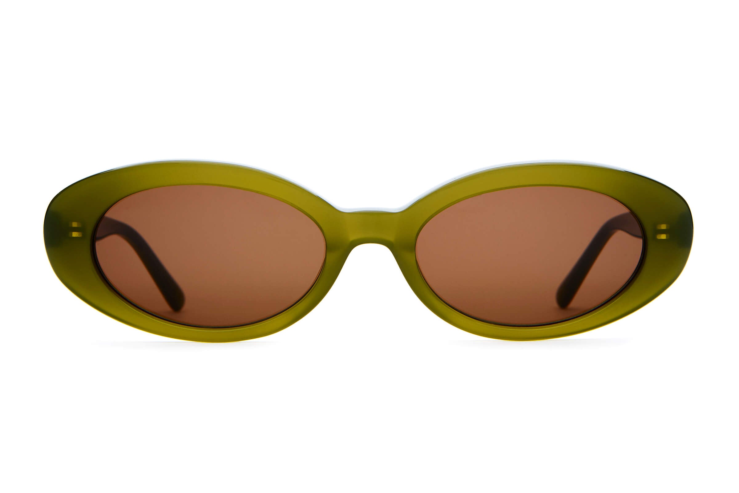 Crap Eyewear The Sweet Leaf Olive Green Bioacetate Oval Sunglasses Crap Eyewear