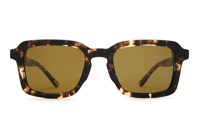 crap eyewear The Heavy Tropix Green-frame sunglasses with brown-tinted lenses on a white background
